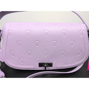 BETSEY JOHNSON Purse Skulls Embossed Crossbody‎ Bag XOMARCI Lavender NWT